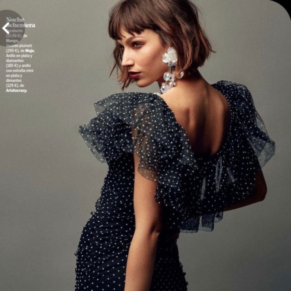 Maje Dresses & Skirts - Maje polka dot off the shoulder dress